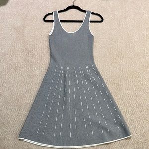 Theory navy and cream knit dress